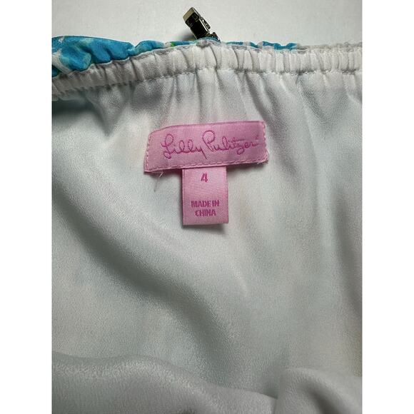 Lilly Pulitzer Womens Size 4 Whistler Silk Dress Pockets Blue Halter Rhinestone - Picture 7 of 7